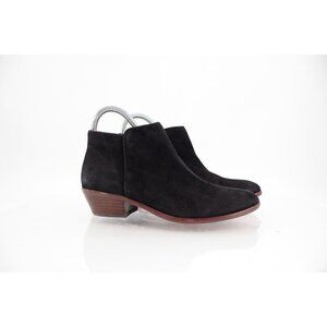 Sam Edelman Petty Size 6.5 Black Suede Leather Ankle Boots Side Zip Booties